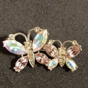 Aurora Borealis Crystal Rhinestone Butterfly Broach